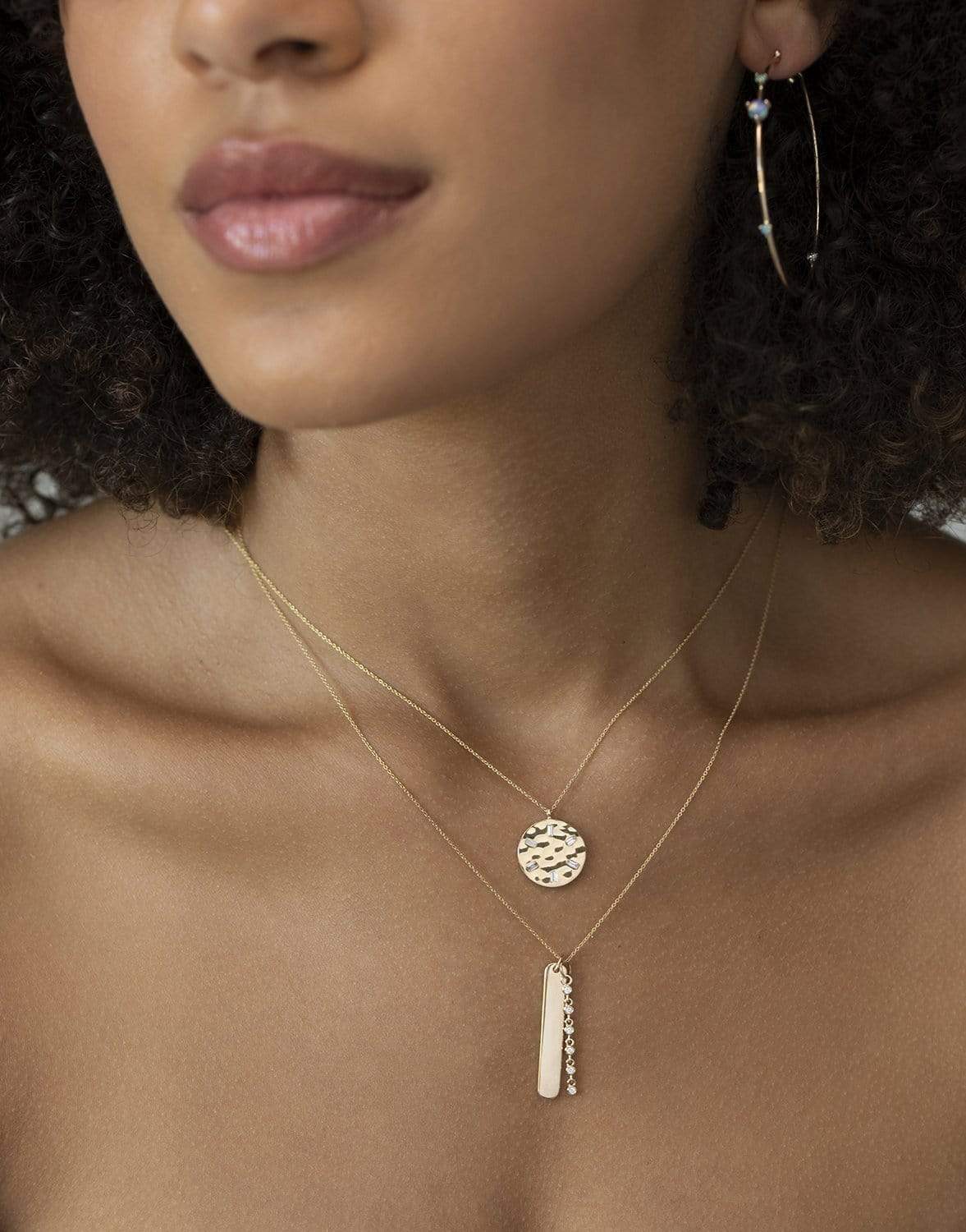 DANA REBECCA DESIGNS-Cynthia Rose Hammered Disc Necklace-YELLOW GOLD