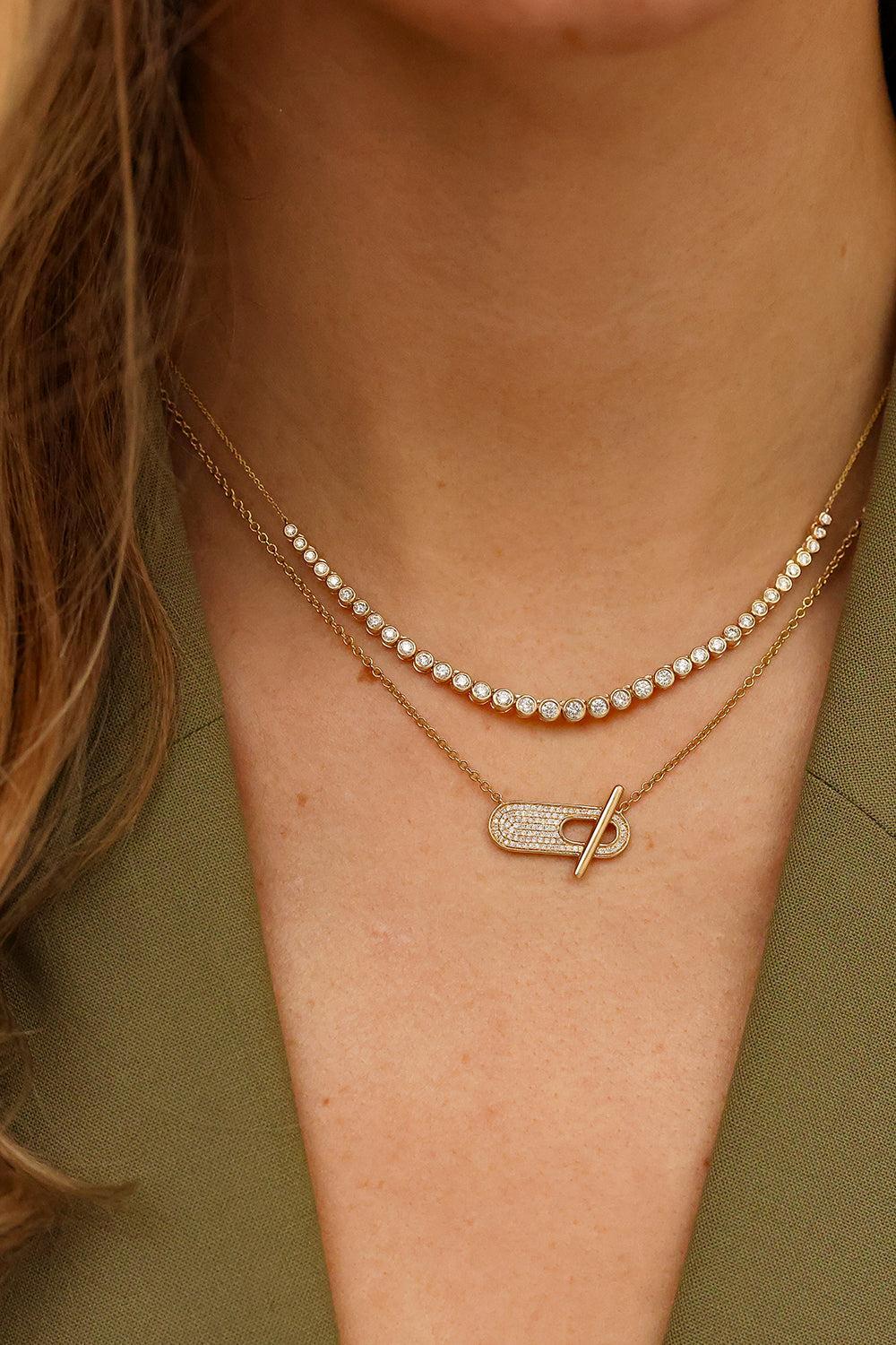 Lulu Jack Graduating Bezel Tennis Necklace - Yellow Gold-YELLOW GOLD-JEWELRYFINE JEWELNECKLACE O-DANA REBECCA DESIGNS