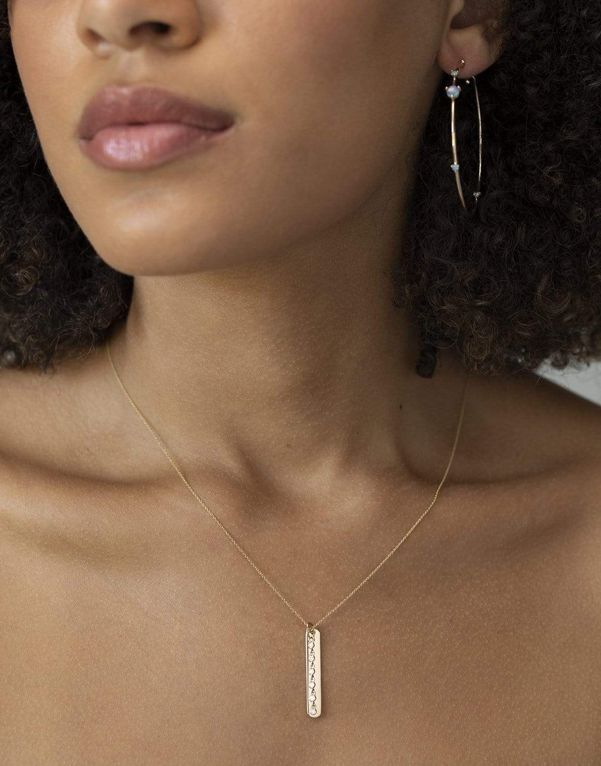 DANA REBECCA DESIGNS-Lulu Jack Vertical Bar and Diamond Bezel Link Necklace-YELLOW GOLD