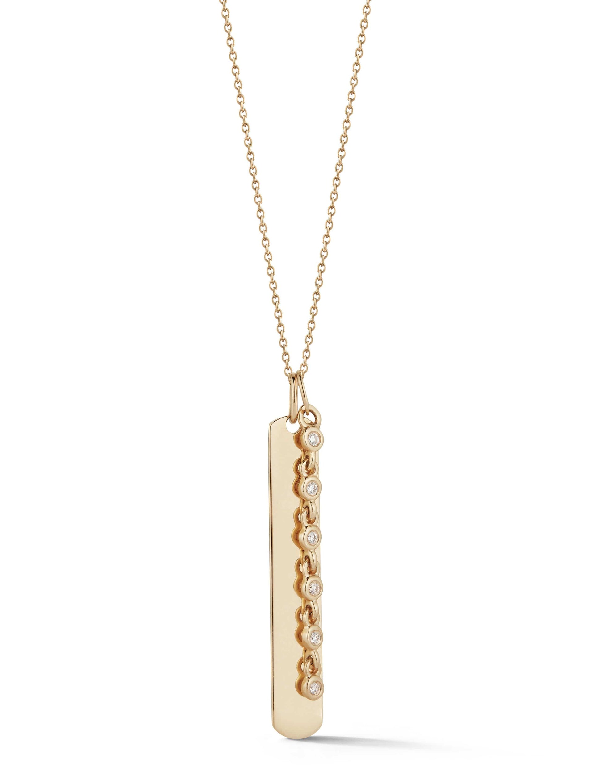 DANA REBECCA DESIGNS-Lulu Jack Vertical Bar and Diamond Bezel Link Necklace-YELLOW GOLD
