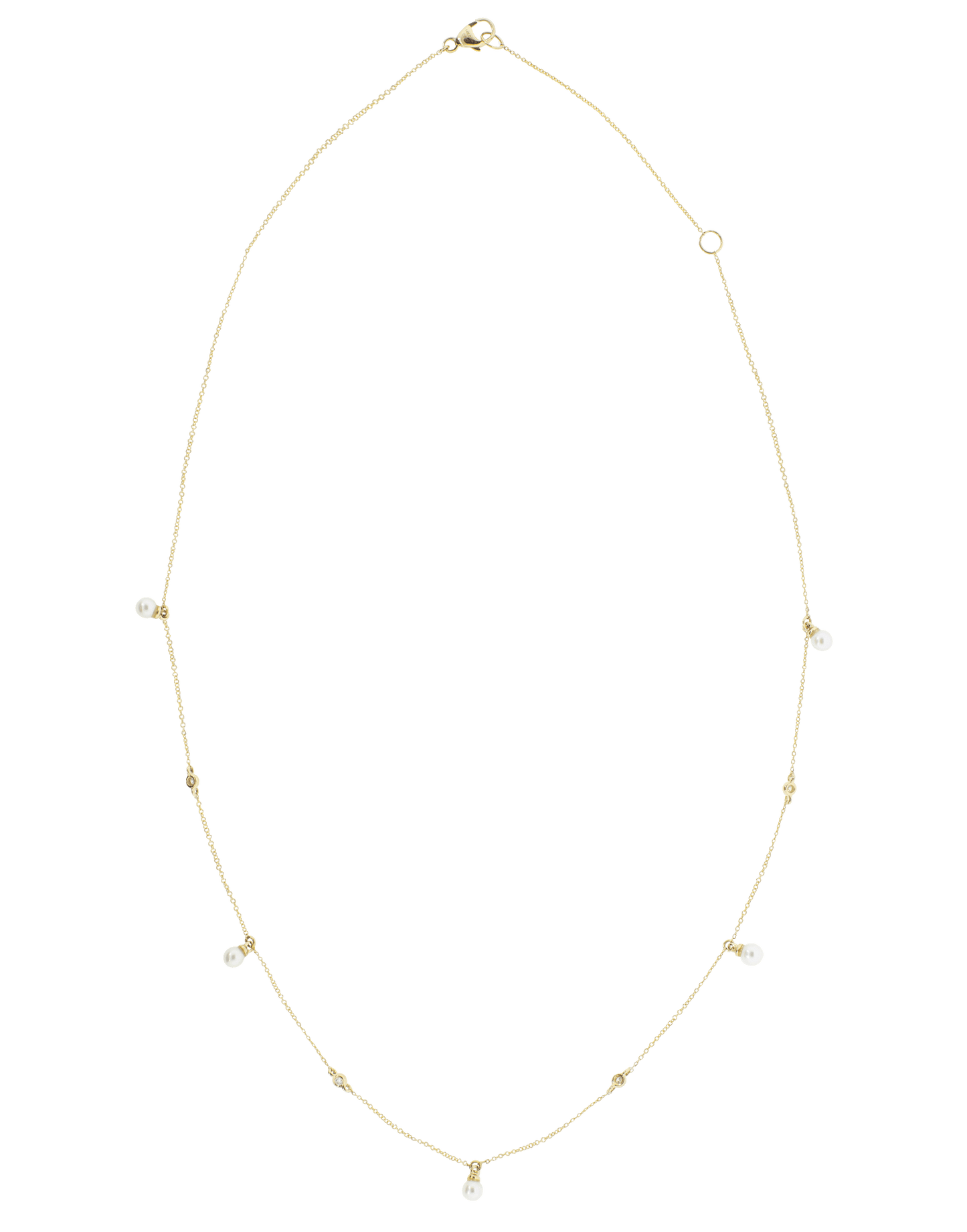 DANA REBECCA DESIGNS-Pearl Ivy Bezel Station Necklace-YELLOW GOLD