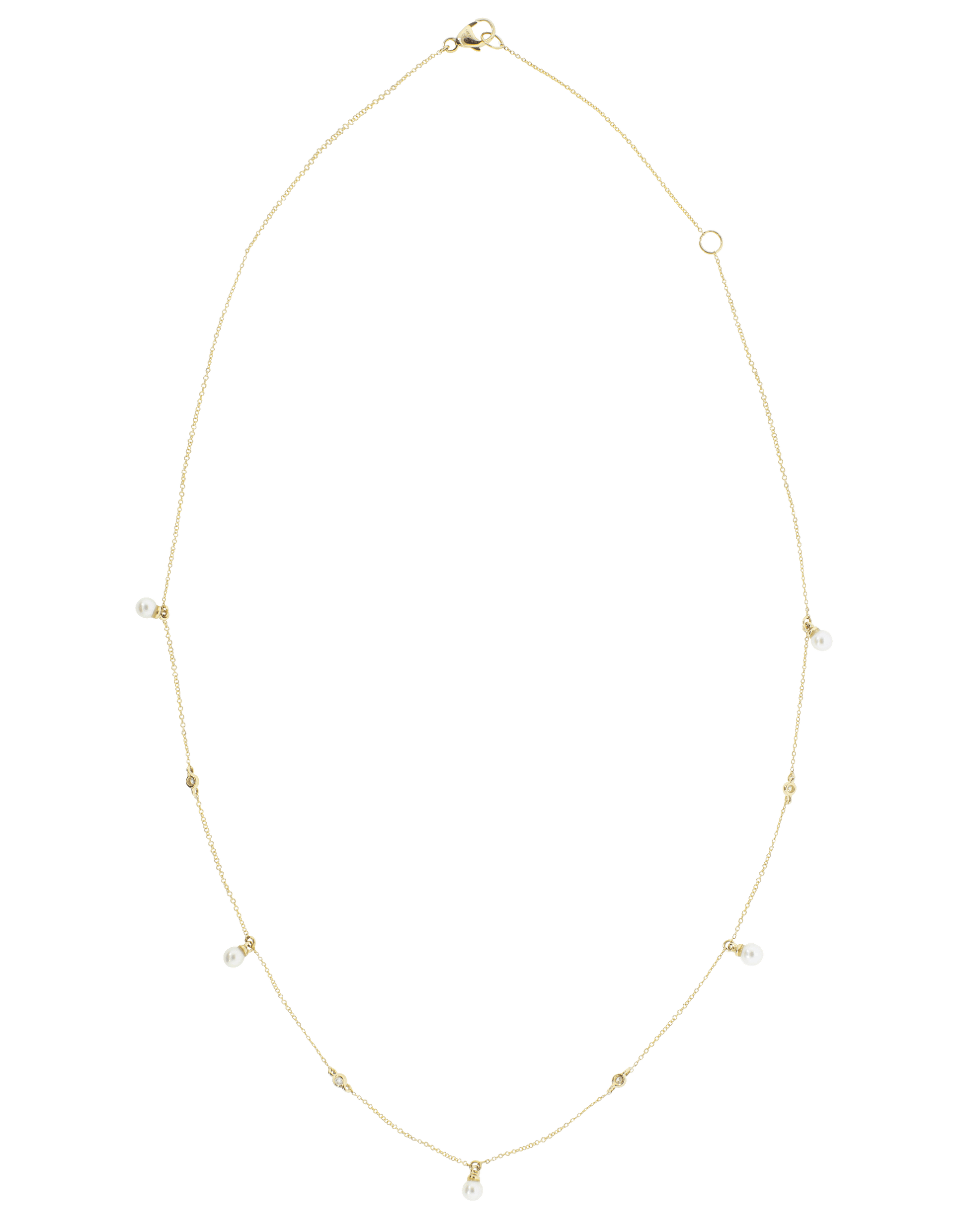 DANA REBECCA DESIGNS-Pearl Ivy Bezel Station Necklace-YELLOW GOLD