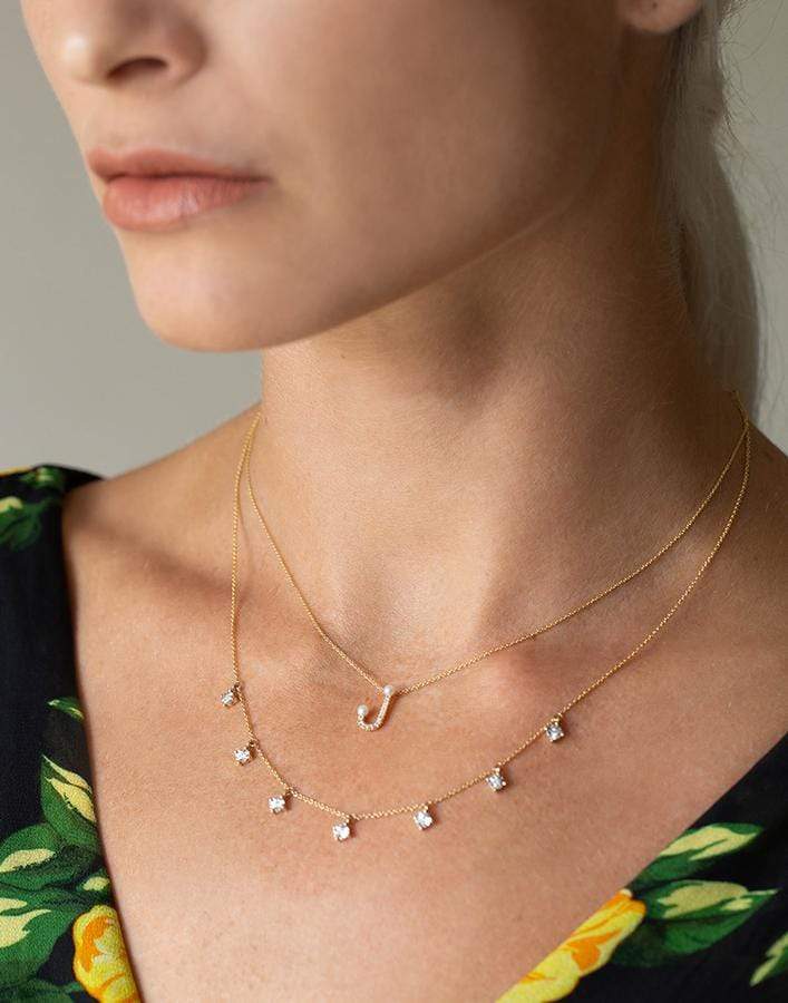 DANA REBECCA DESIGNS-Pearl Ivy Initial J Necklace-YELLOW GOLD