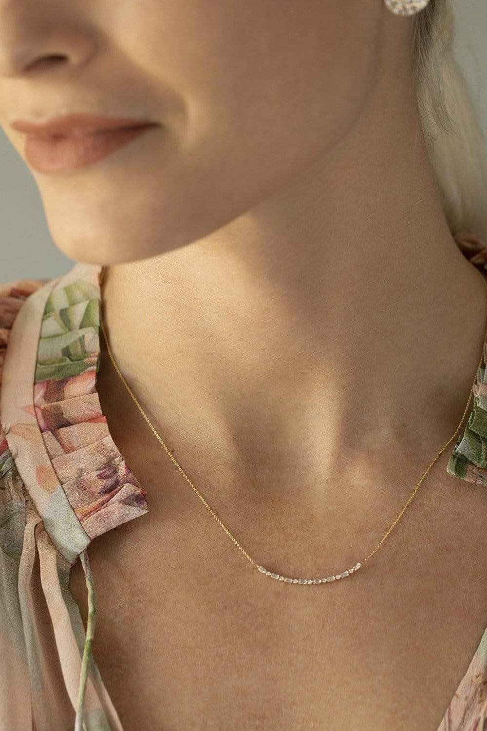 DANA REBECCA DESIGNS-Sadie Pearl Baguette Long Bar Necklace - Yellow Gold-YELLOW GOLD