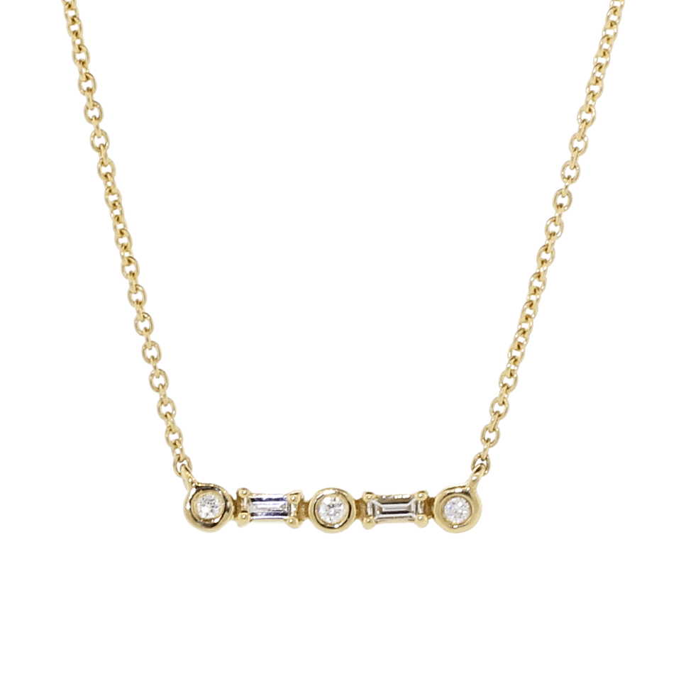 DANA REBECCA DESIGNS-Sadie Pearl Diamond Baguette Necklace-YELLOW GOLD