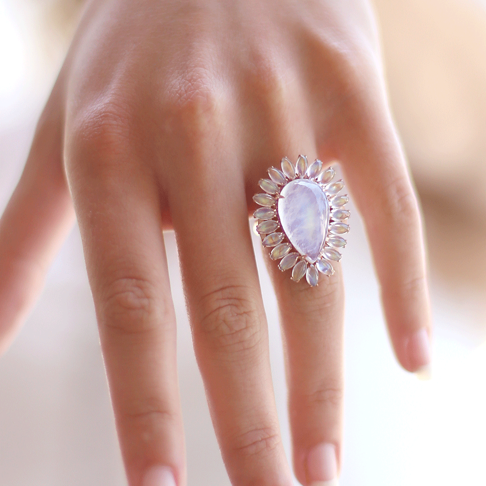 DANA REBECCA DESIGNS-Courtney Lauren Moonstone Ring-ROSE GOLD