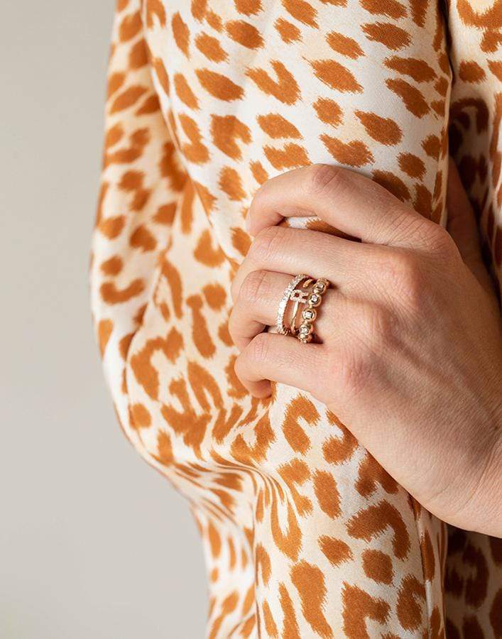 DANA REBECCA DESIGNS-R Diamond Pave Initial Ring-ROSE GOLD