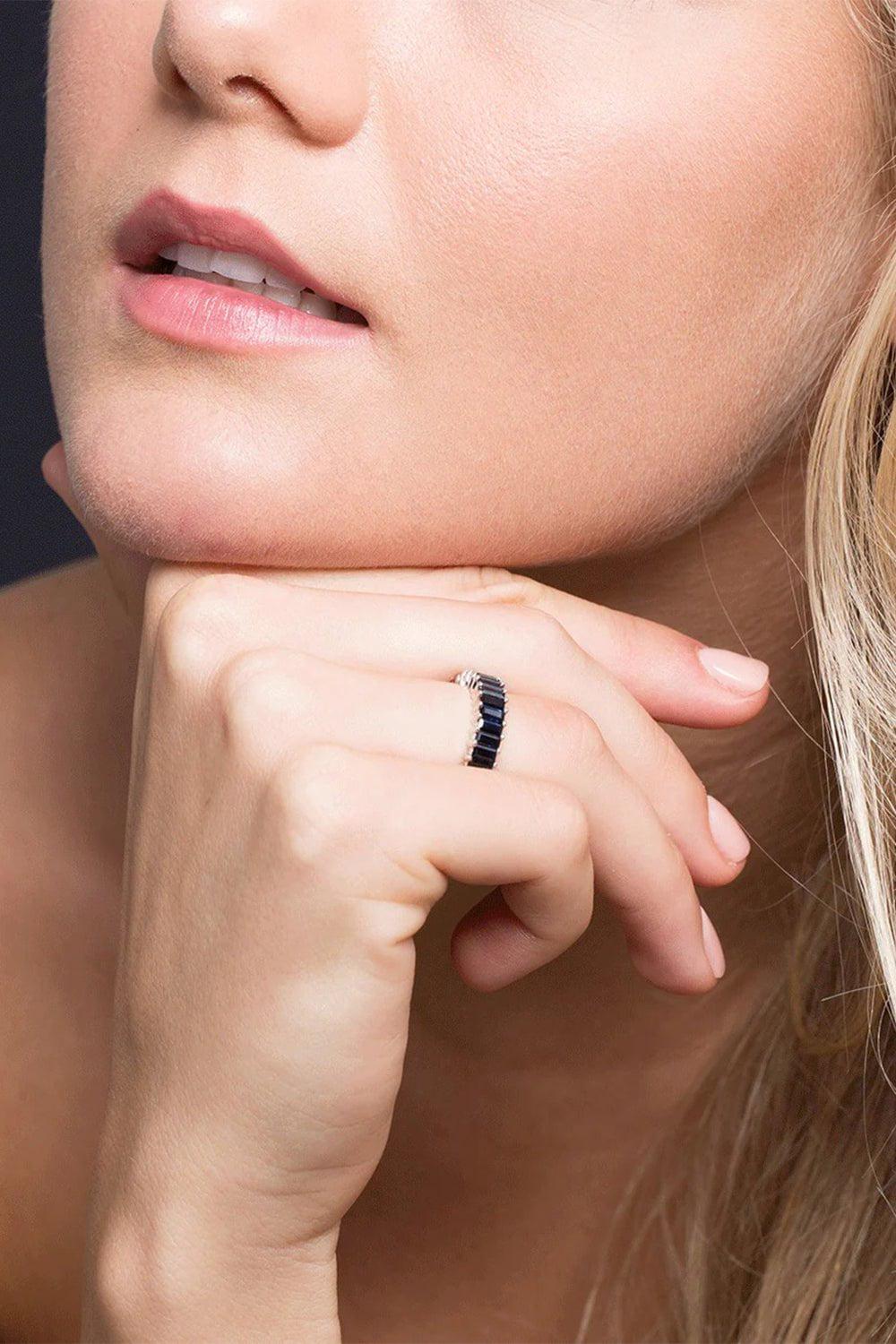 DANA REBECCA DESIGNS-Kristyn Kylie Blue Sapphire Band-WHITE GOLD