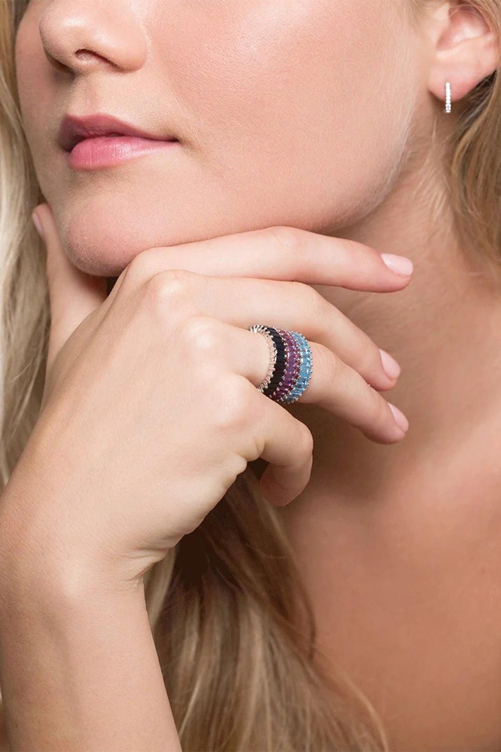 DANA REBECCA DESIGNS-Kristyn Kylie Blue Sapphire Band-WHITE GOLD