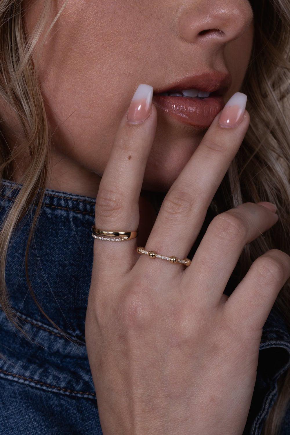 DANA REBECCA DESIGNS-Alexa Jordyn Marquise Inlay Double Row Ring-YELLOW GOLD