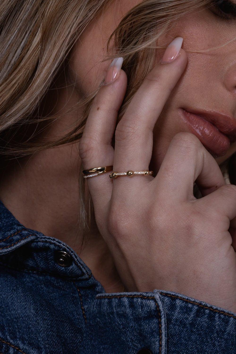 DANA REBECCA DESIGNS-Poppy Rae Large Diamond Pebble Ring-YELLOW GOLD