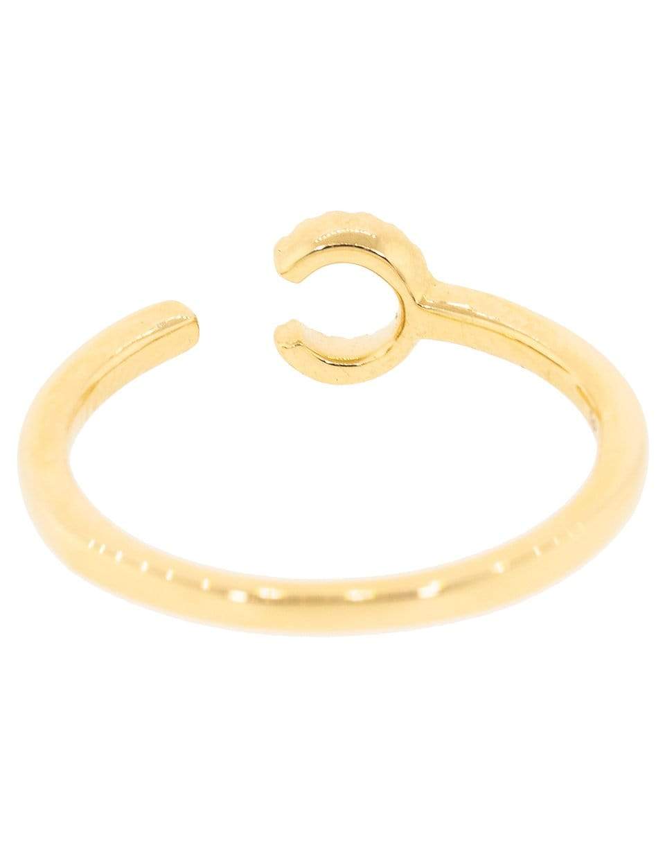 DANA REBECCA DESIGNS-C Diamond Pave Initial Ring-YELLOW GOLD