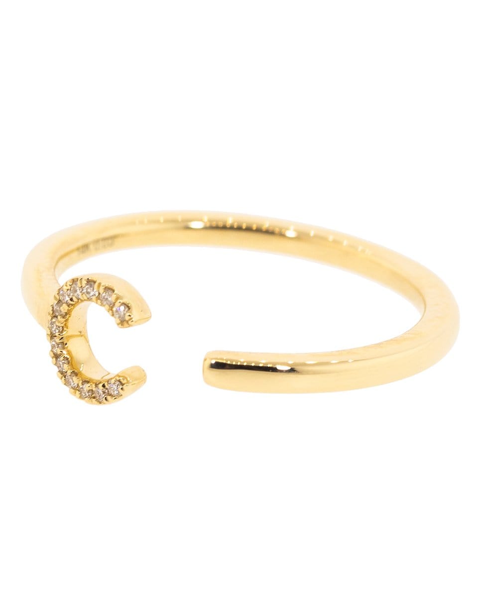 DANA REBECCA DESIGNS-C Diamond Pave Initial Ring-YELLOW GOLD