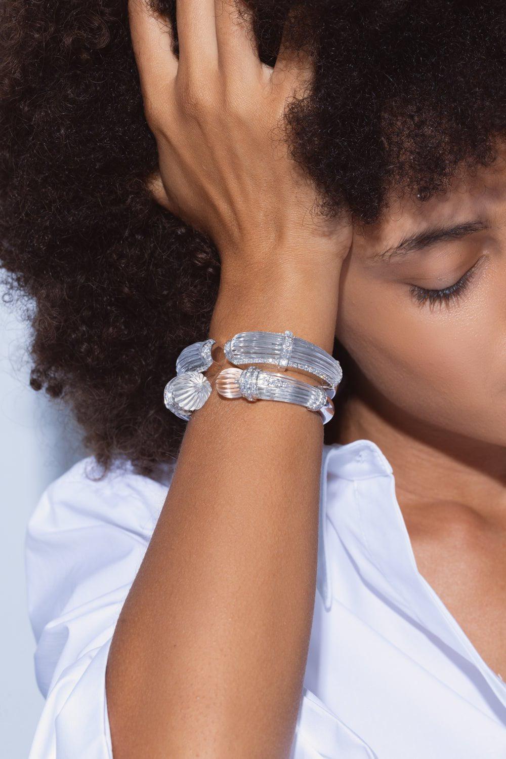 DAVID WEBB-The Gatsby Bracelet-WHITE GOLD