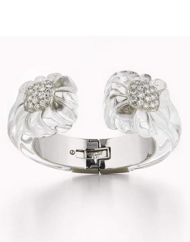 DAVID WEBB-Twilight Carved Rock Crystal Cuff-WHITE GOLD