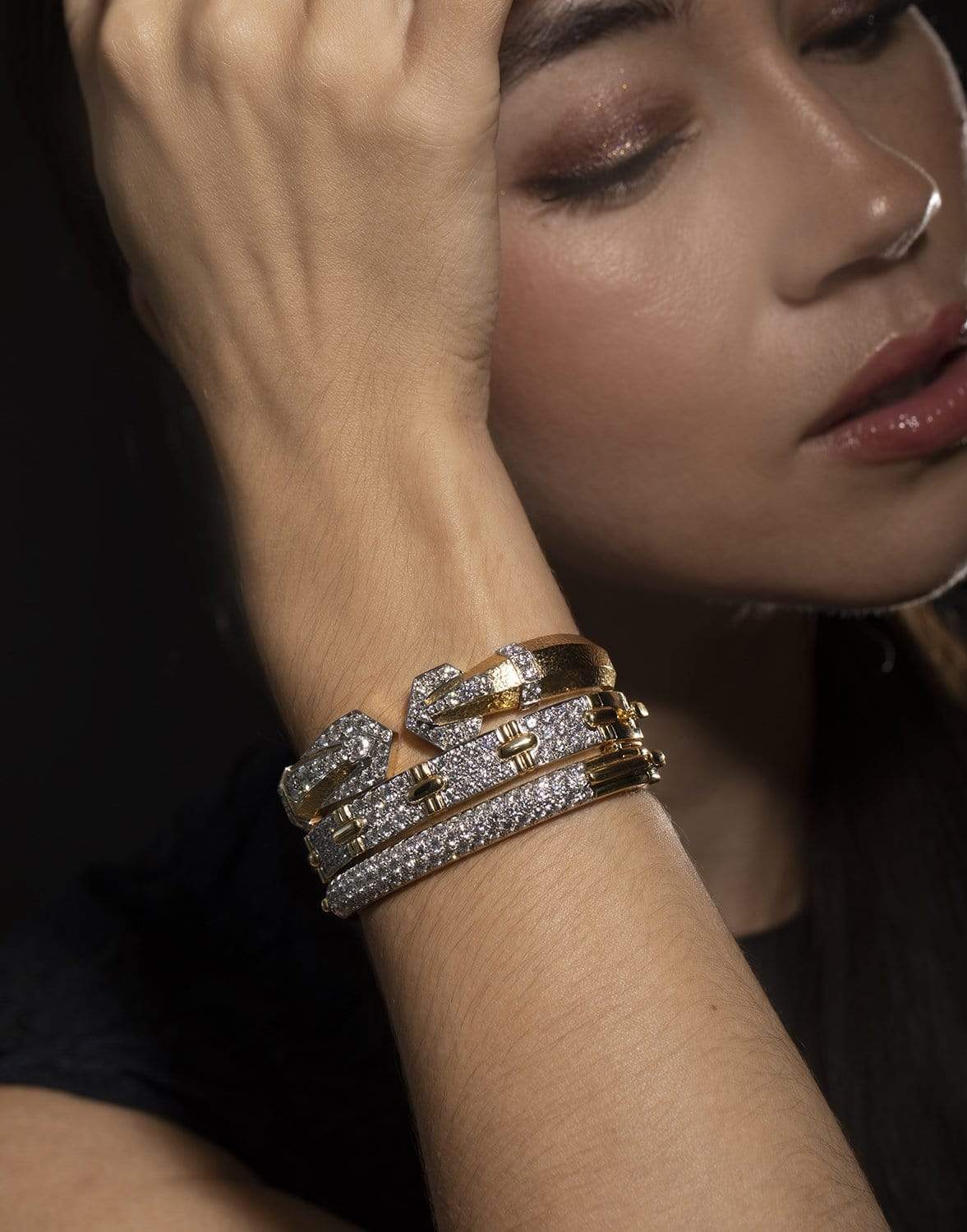 DAVID WEBB-57th Street Diamond Bracelet-YELLOW GOLD