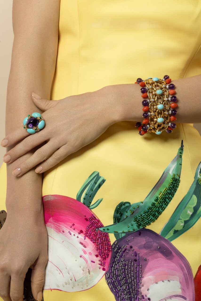 Amethyst Coral Couture Brocade Braclet-YELLOW GOLD-JEWELRYFINE JEWELBRACELET O-DAVID WEBB