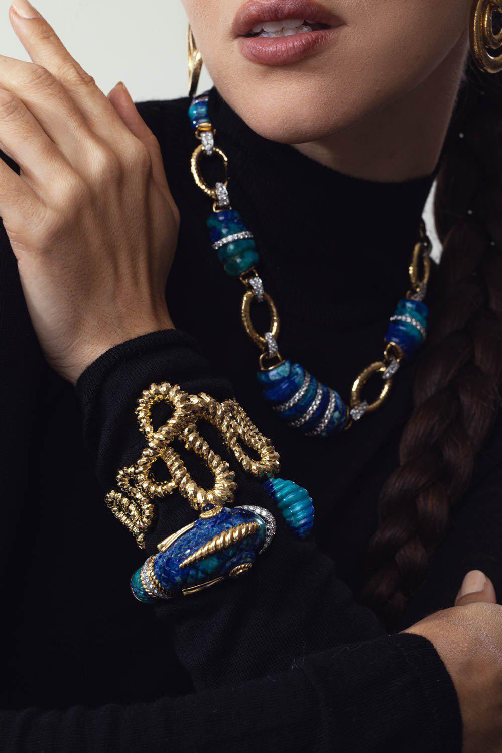 Azurmalachite Fish Bracelet-YELLOW GOLD-JEWELRYFINE JEWELBRACELET O-DAVID WEBB