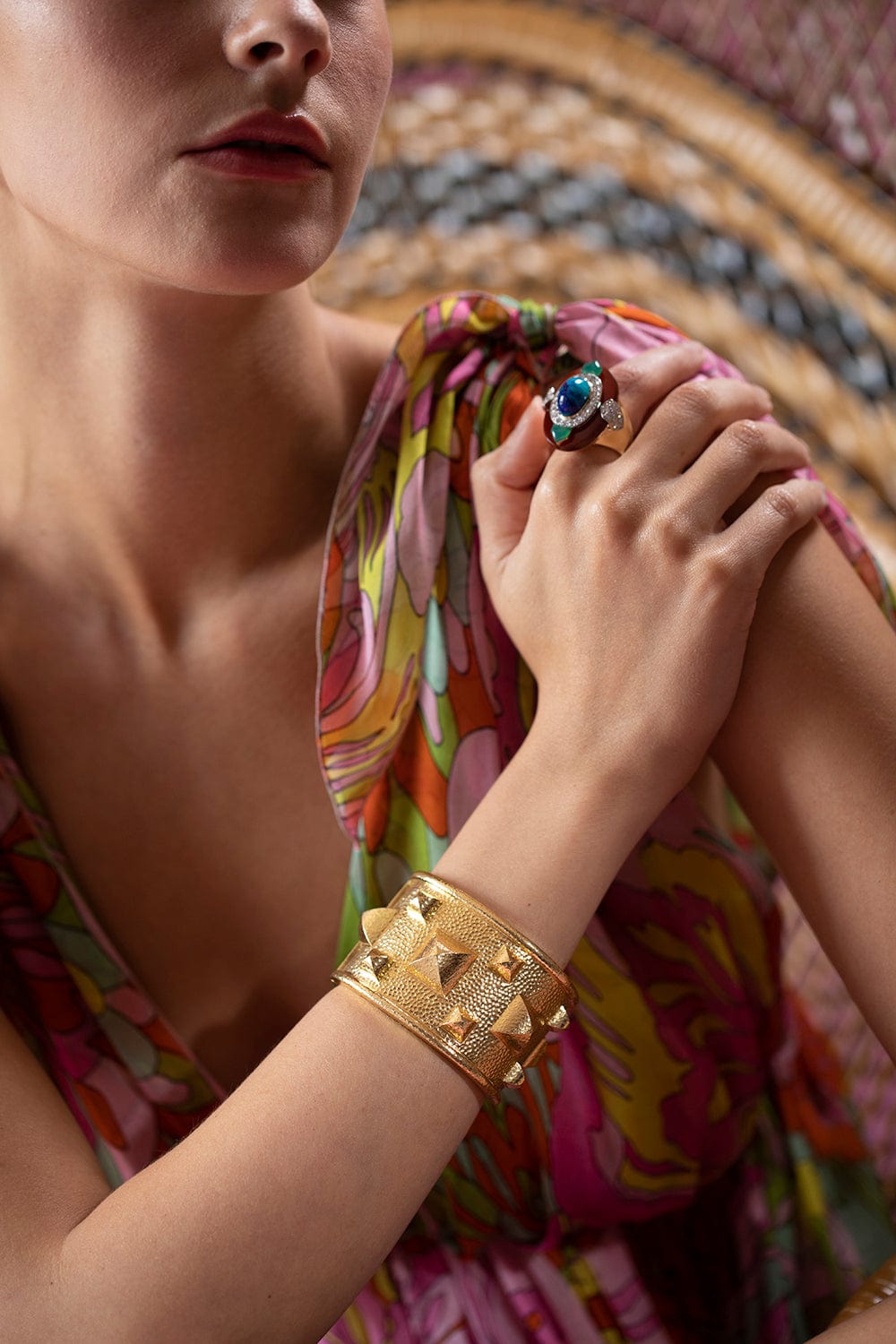 DAVID WEBB-Bastille Cuff Bracelet-YELLOW GOLD