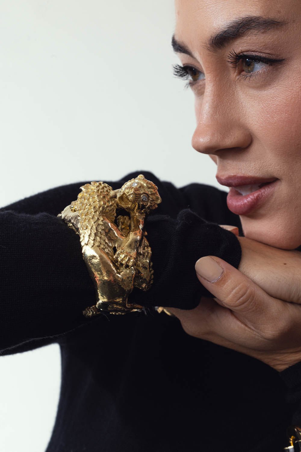 DAVID WEBB-Battling Lions Bracelet-YELLOW GOLD