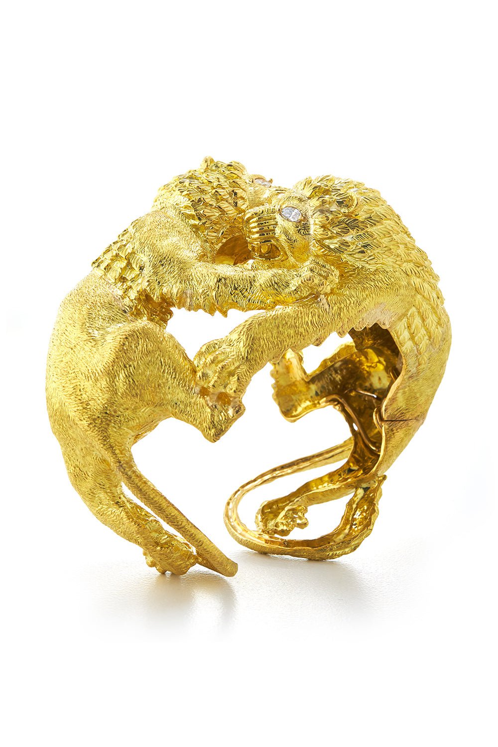 DAVID WEBB-Battling Lions Bracelet-YELLOW GOLD
