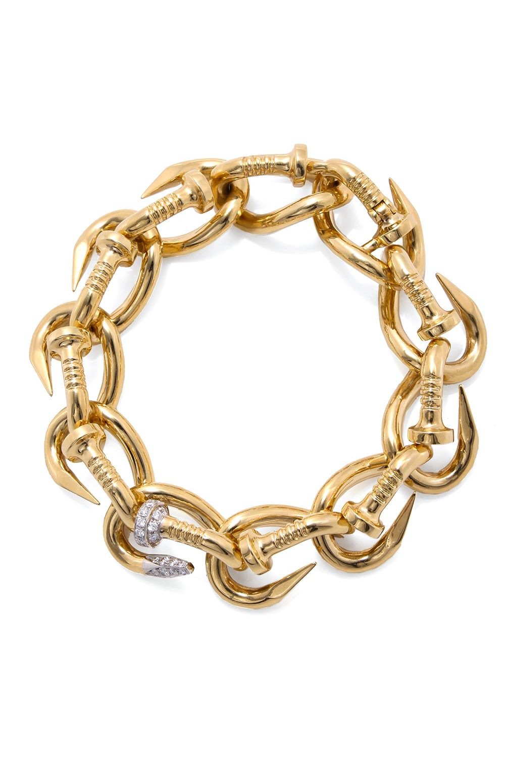 DAVID WEBB-Bent Nail Link Bracelet-YELLOW GOLD