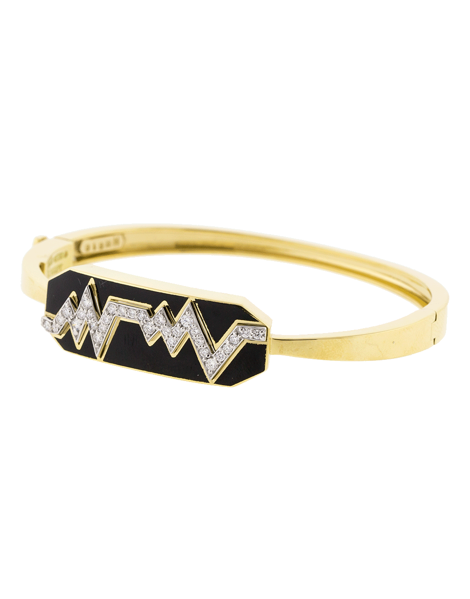 DAVID WEBB-Black Enamel And Diamond Skip Bracelet-YELLOW GOLD