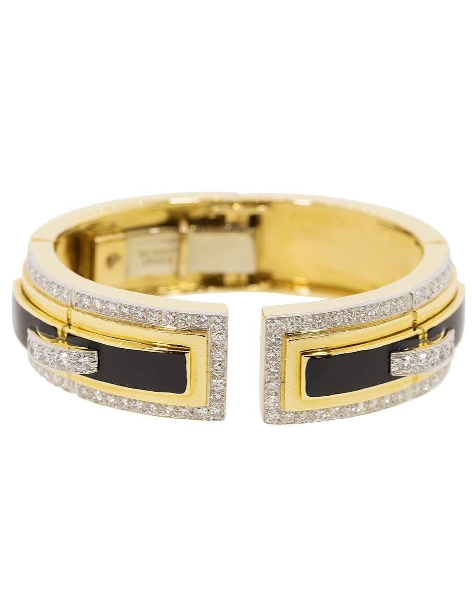 DAVID WEBB-Diamond and Black Enamel Bracelet-YELLOW GOLD