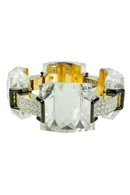 Diamond Crystal Black Palace Bracelet-YELLOW GOLD-JEWELRYFINE JEWELBRACELET O-DAVID WEBB