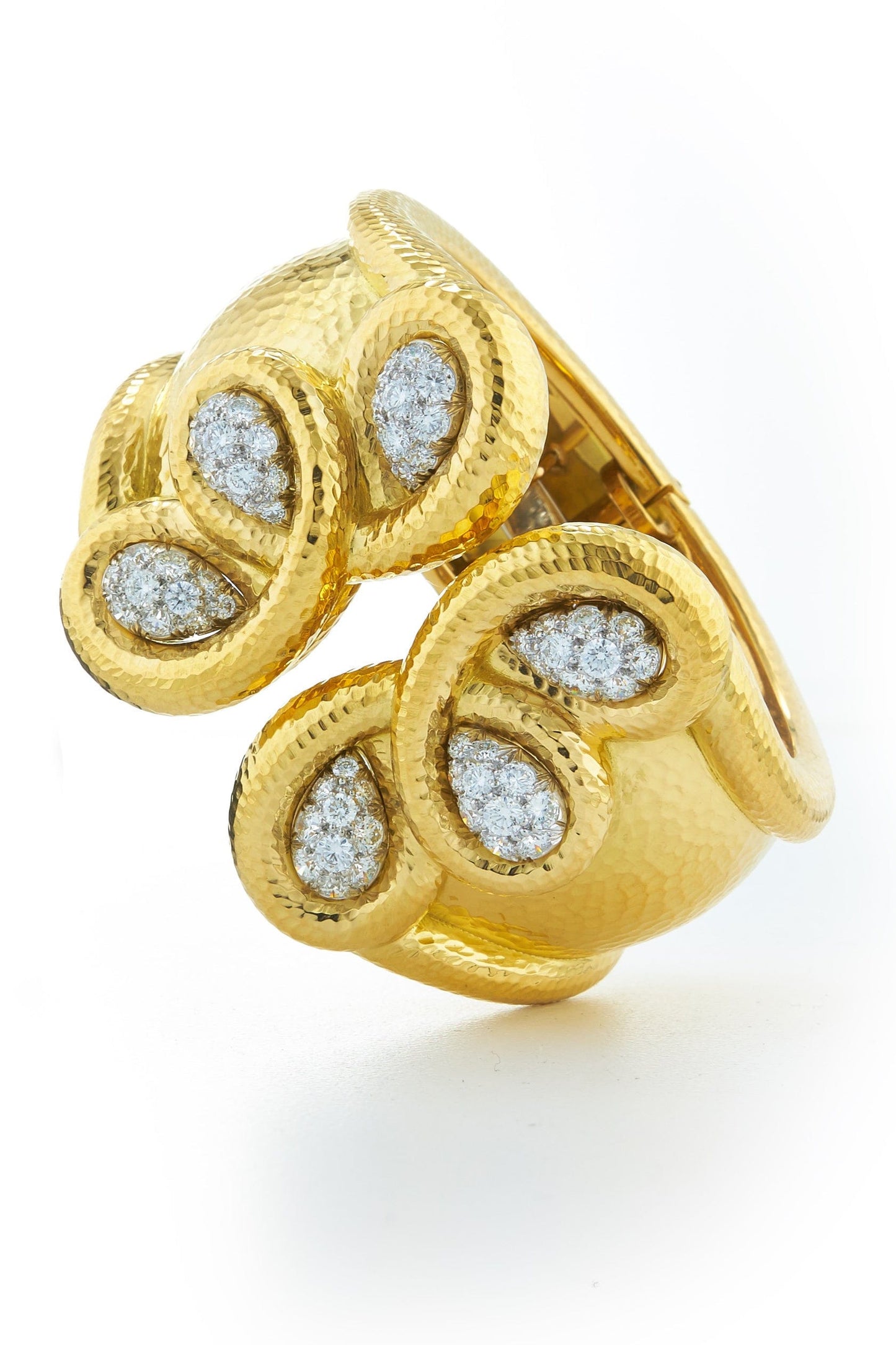 Diamond Curly Q Cuff Bracelet-YELLOW GOLD-JEWELRYFINE JEWELBRACELET O-DAVID WEBB