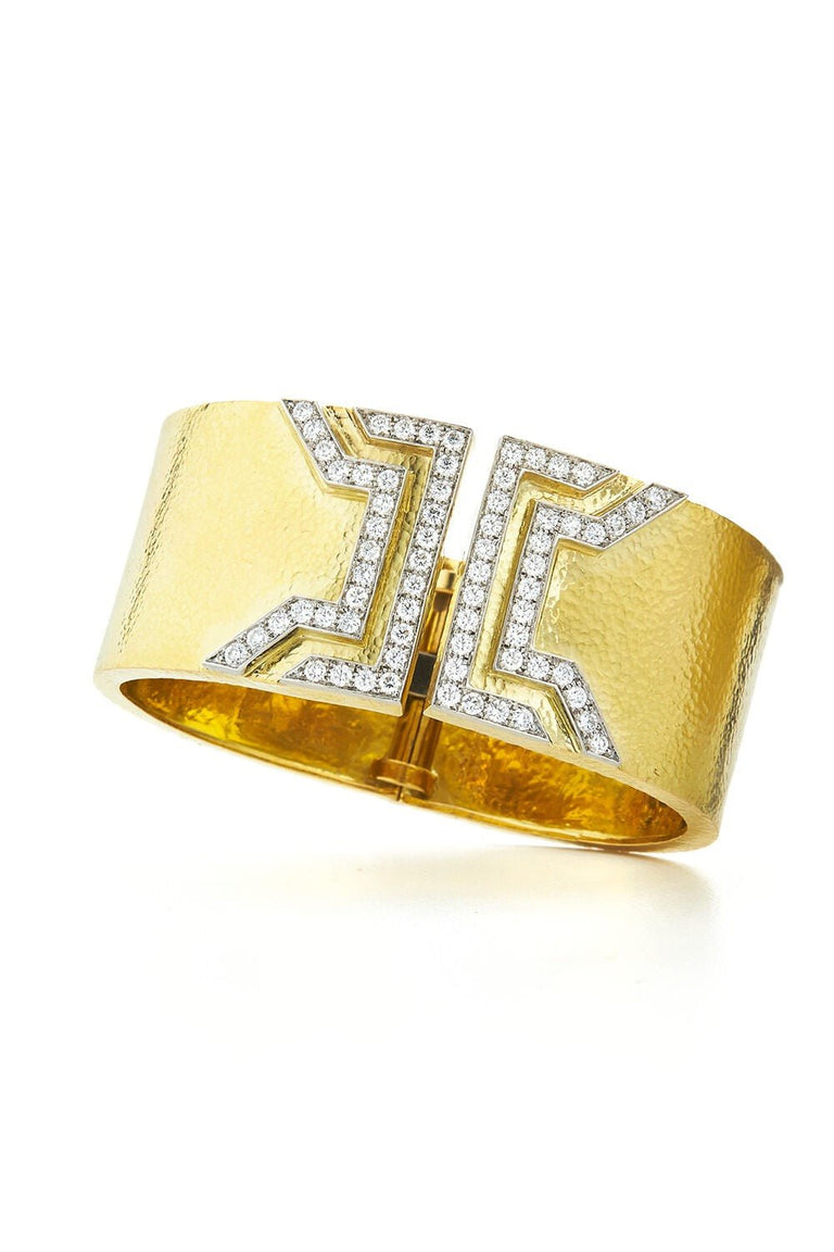 Diamond Electra Hammered Cuff Bracelet