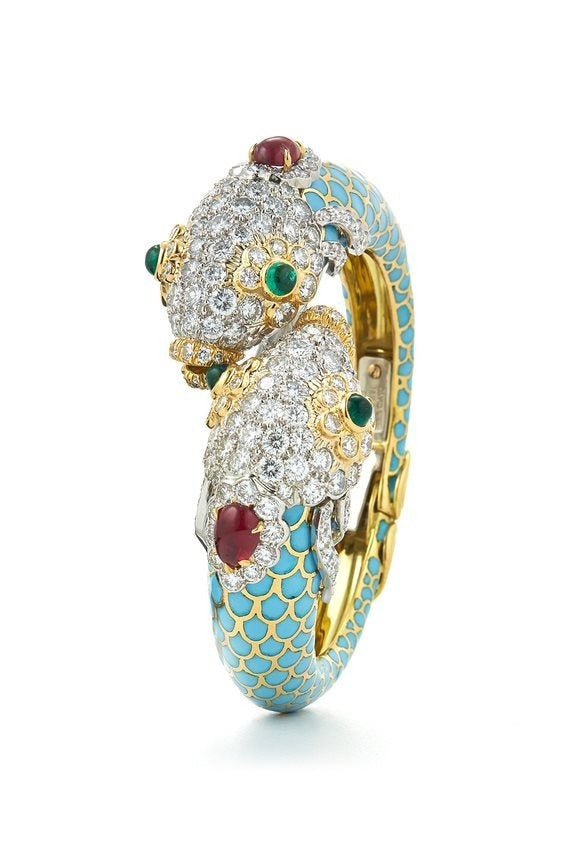 DAVID WEBB-Diamond Pisces Bracelet-YELLOW GOLD