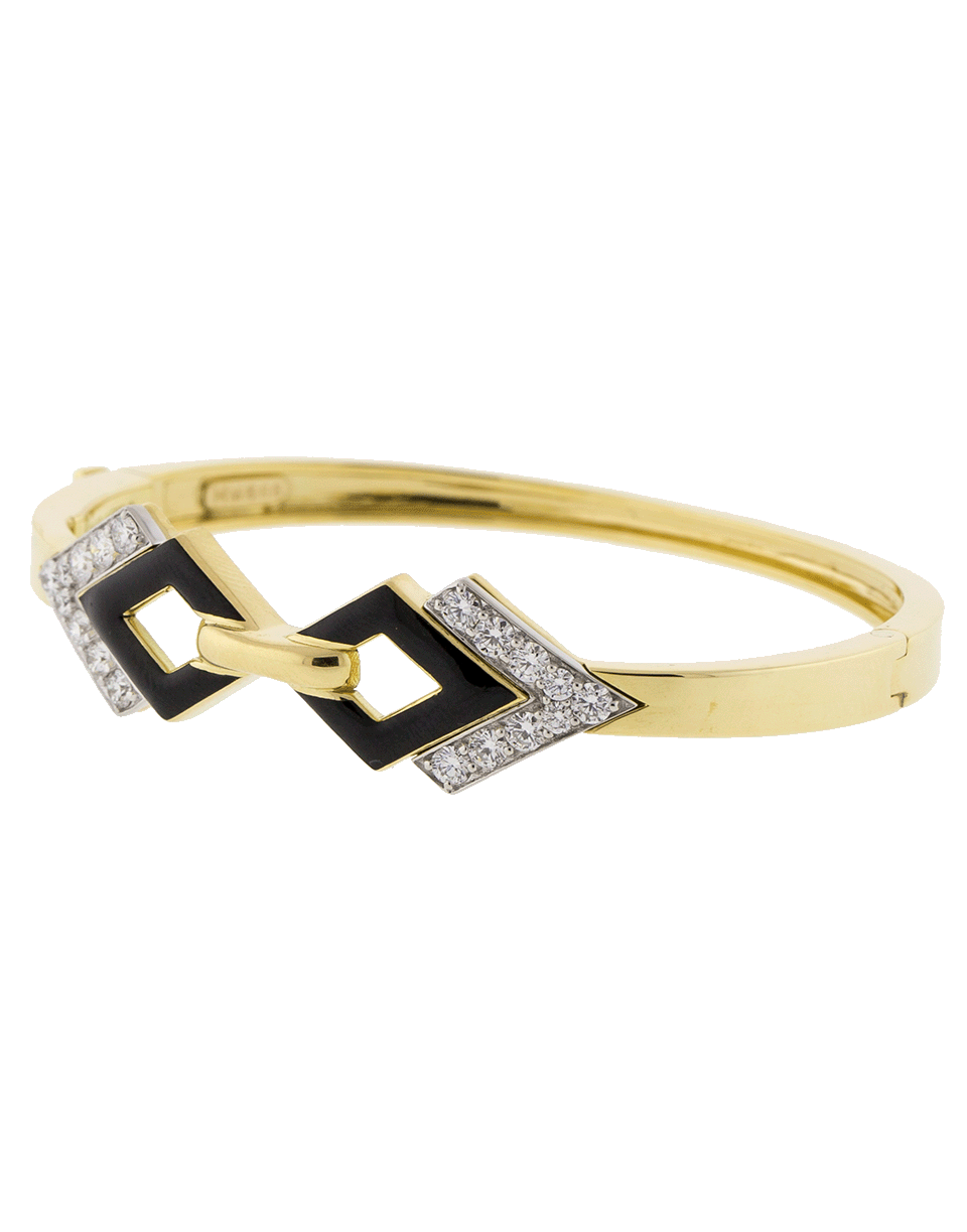 DAVID WEBB-Double Diamond And Black Enamel Bracelet-YELLOW GOLD