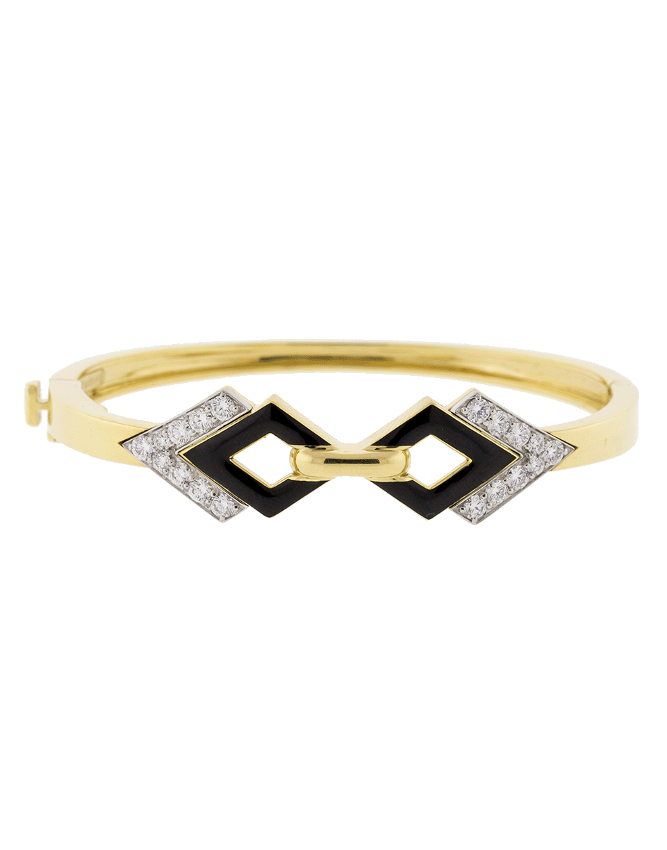 DAVID WEBB-Double Diamond And Black Enamel Bracelet-YELLOW GOLD