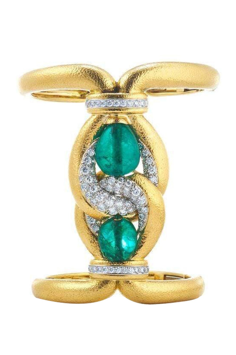 DAVID WEBB-Emerald Sleeve Bracelet-YELLOW GOLD