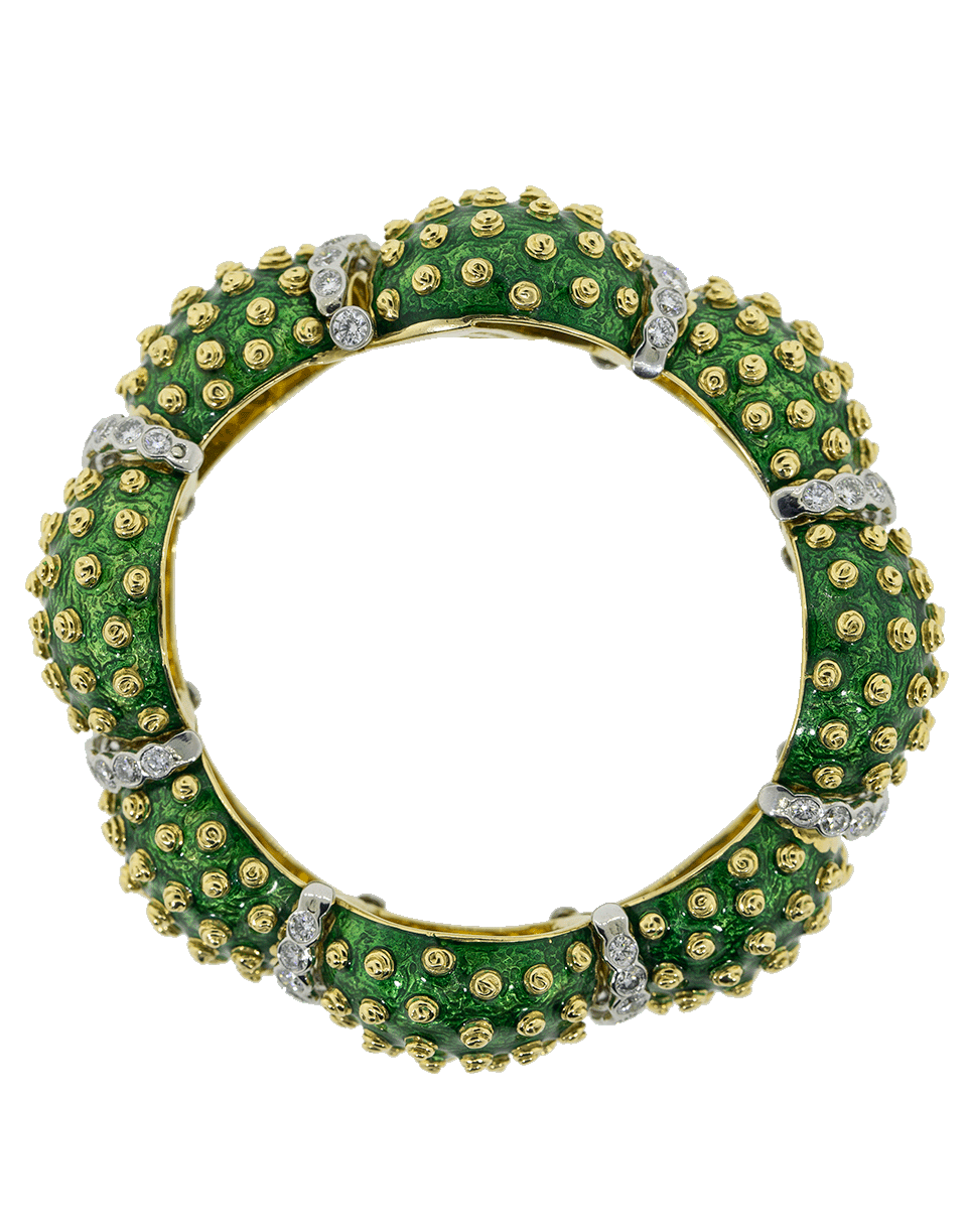 DAVID WEBB-Green Enamel Wobble Bracelet-YELLOW GOLD