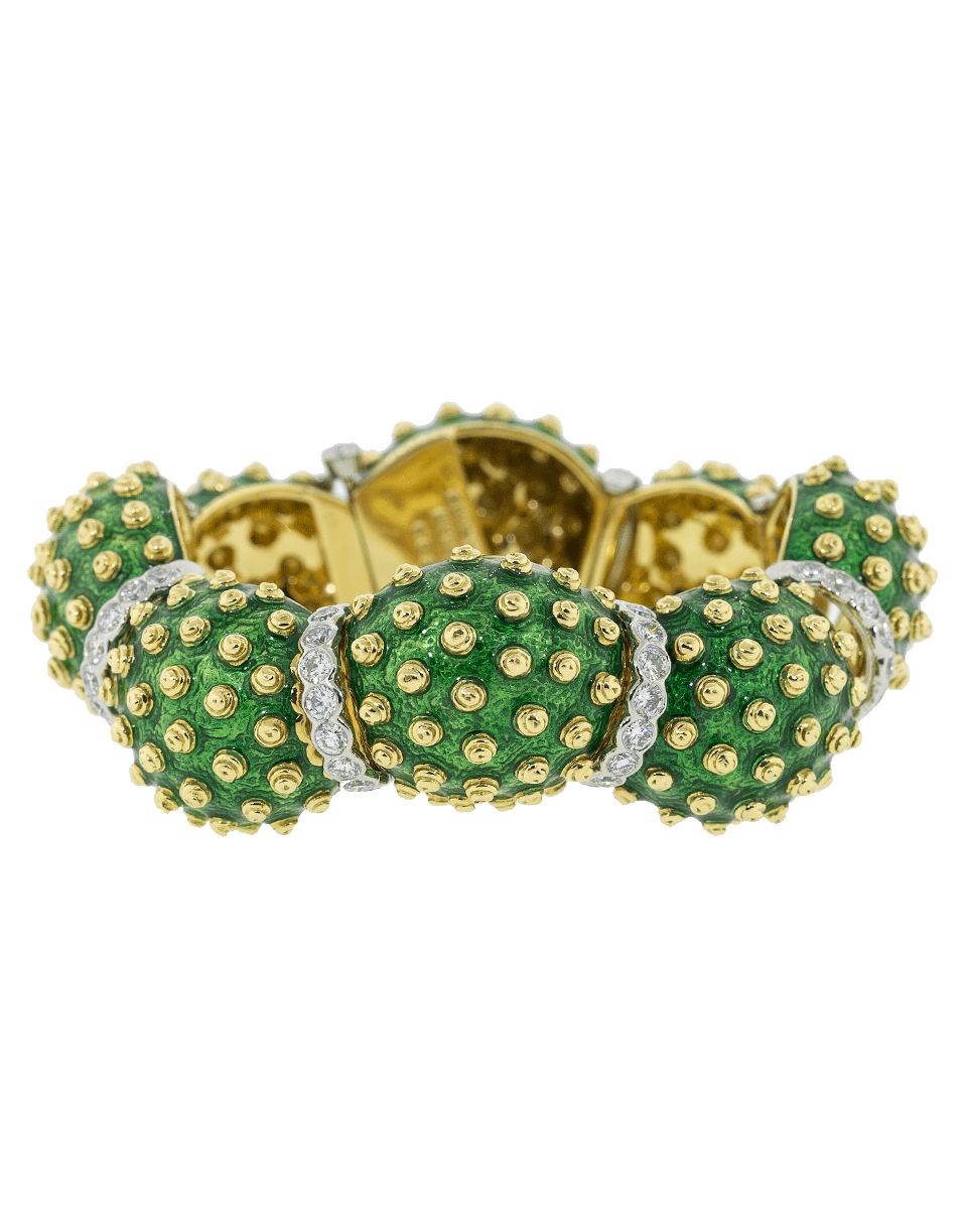 DAVID WEBB-Green Enamel Wobble Bracelet-YELLOW GOLD