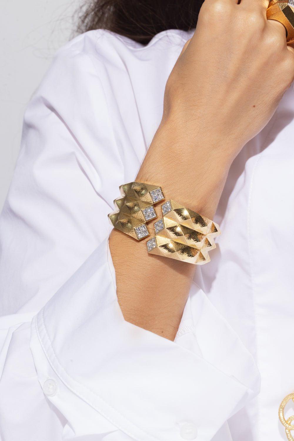 DAVID WEBB-Hammered Origami Cuff Bracelet-YELLOW GOLD