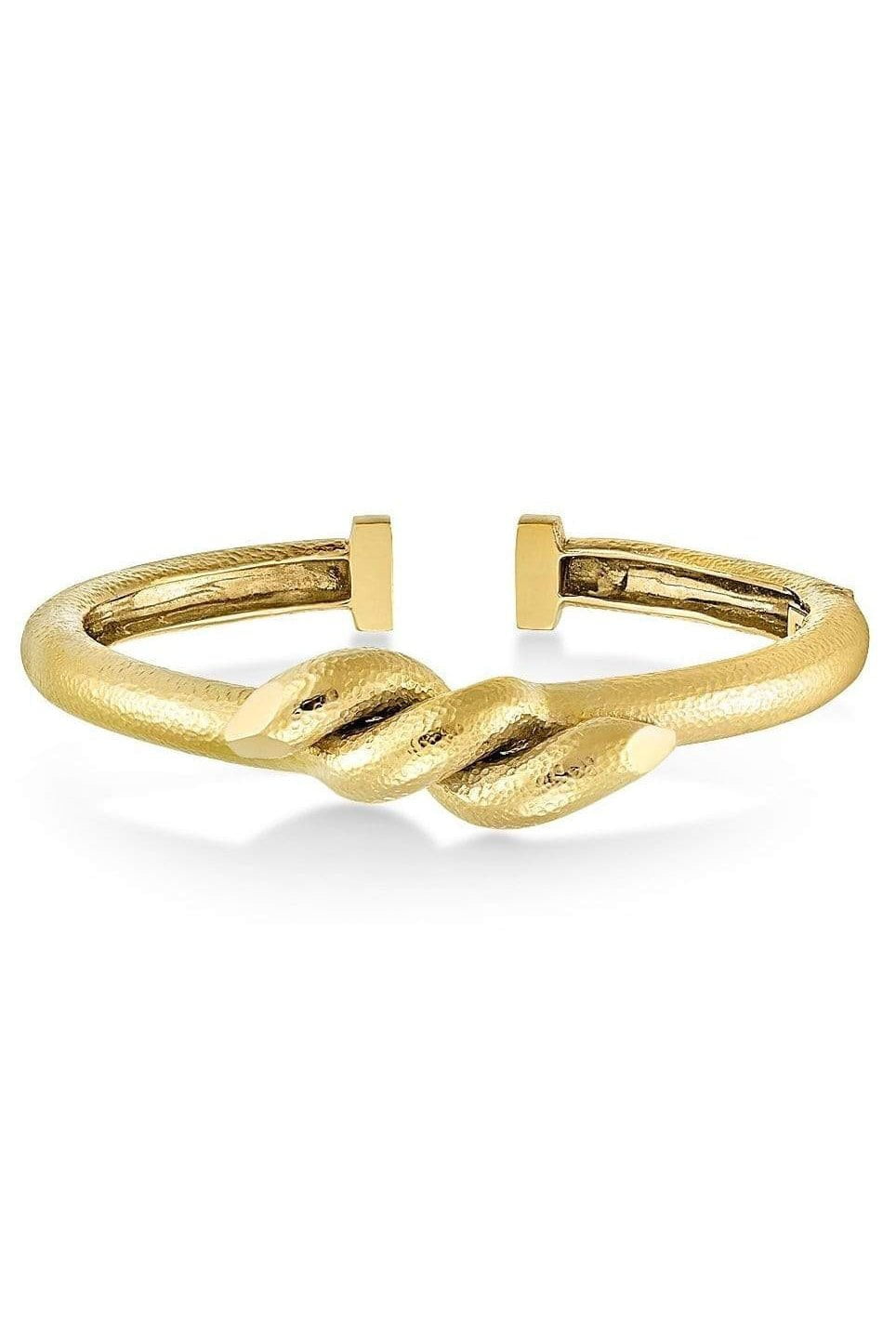 DAVID WEBB-Hammered Twisted Nail Bangle-YELLOW GOLD