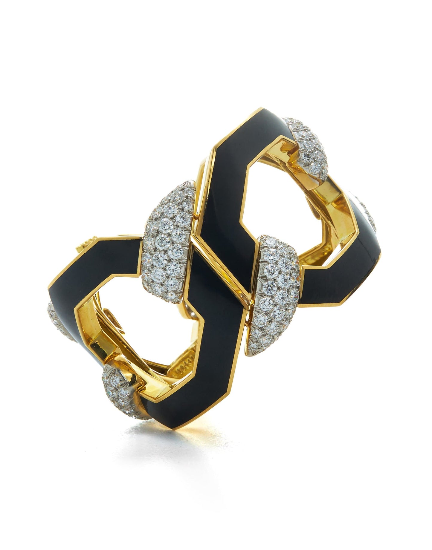 DAVID WEBB-Juno Black Enamel and Diamond Bracelet-YELLOW GOLD