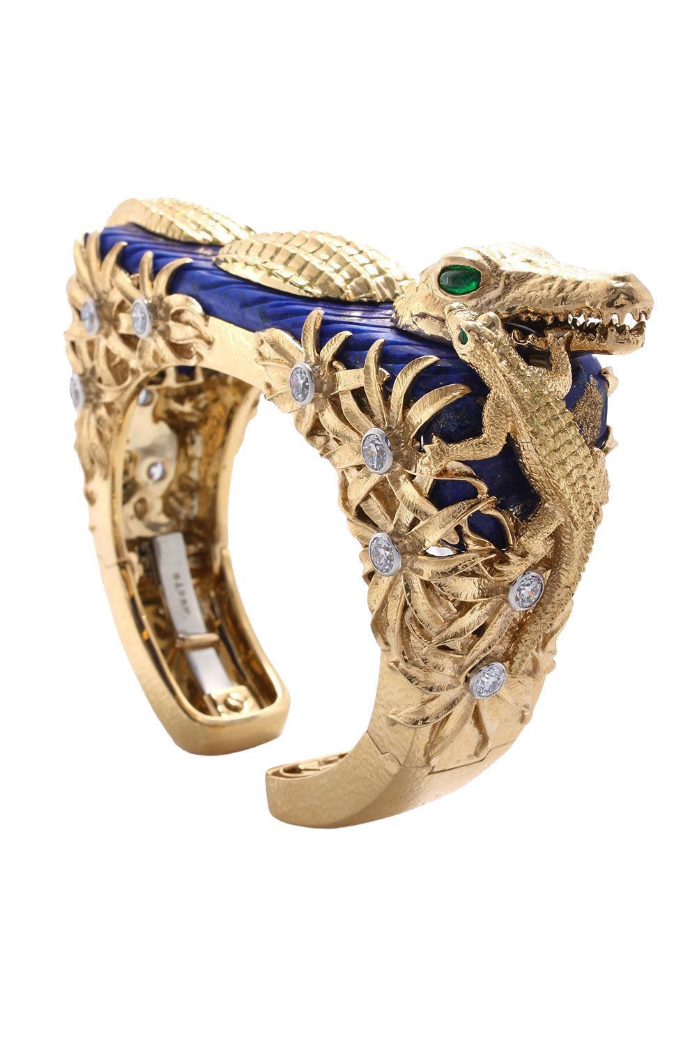 Lapis Lazuli Nile Cuff Bracelet-YELLOW GOLD-JEWELRYFINE JEWELBRACELET O-DAVID WEBB