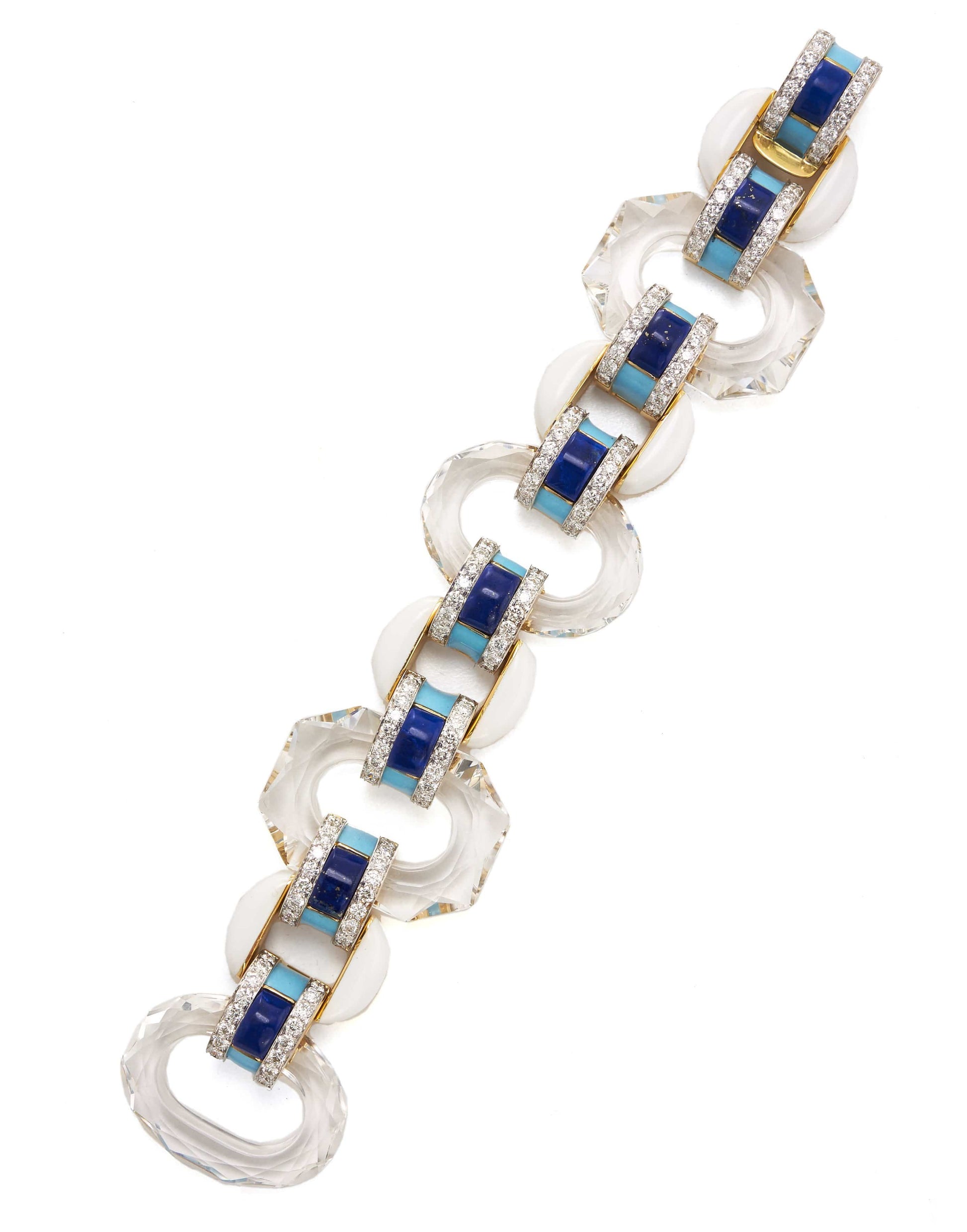 DAVID WEBB-Lapis Link Bracelet-YELLOW GOLD