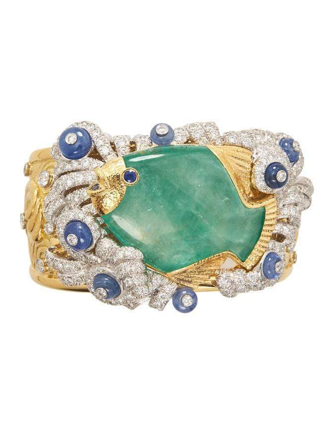 DAVID WEBB-Leaping Fish Cuff-YELLOW GOLD