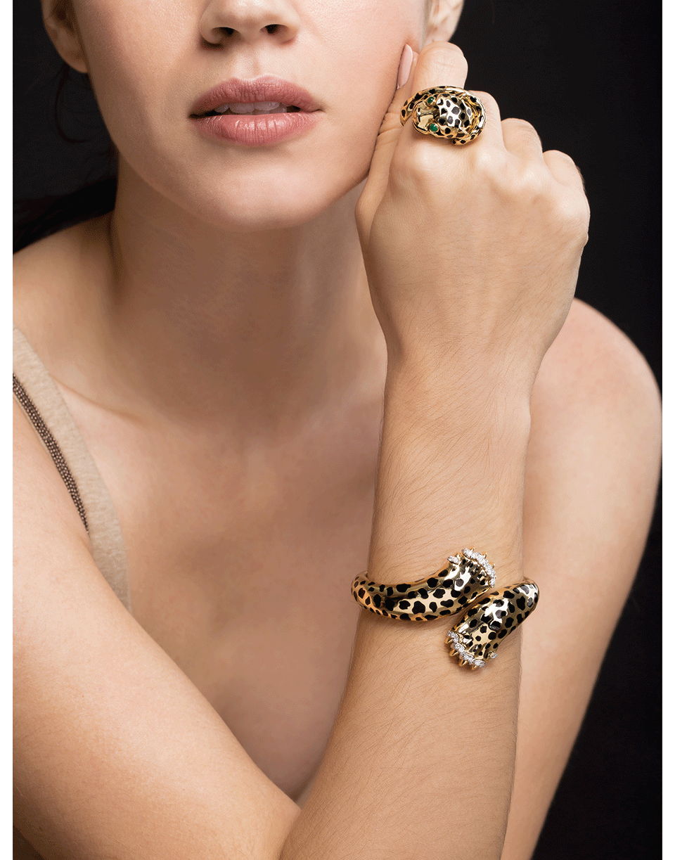 DAVID WEBB-Leopard Paw Diamond Bracelet-YELLOW GOLD