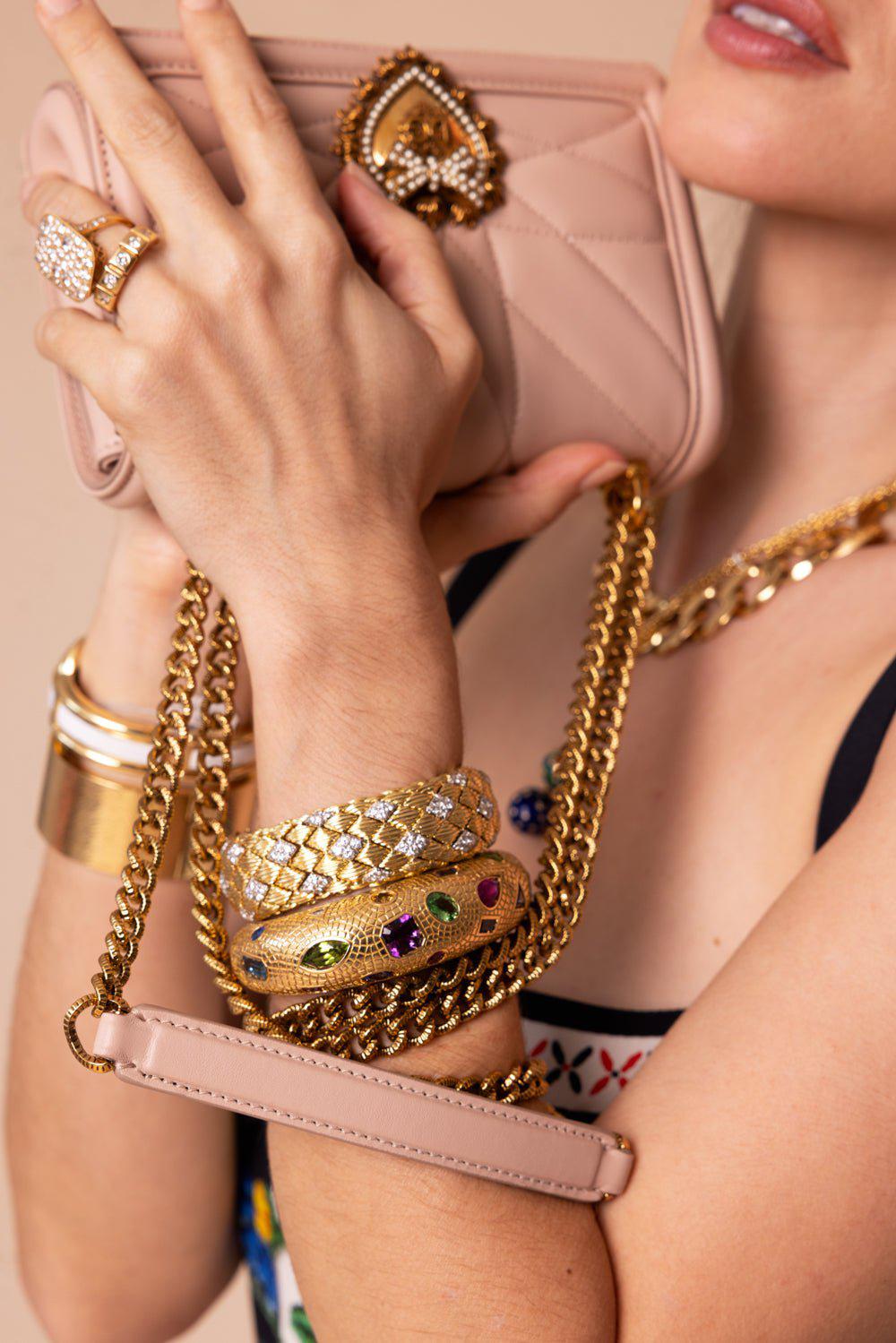 DAVID WEBB-Narrow Quilted Bracelet-YELLOW GOLD