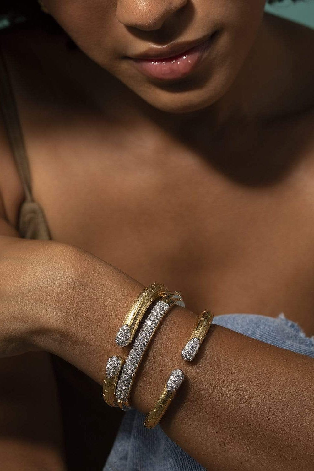 DAVID WEBB-Pave Diamond Bangle-YELLOW GOLD