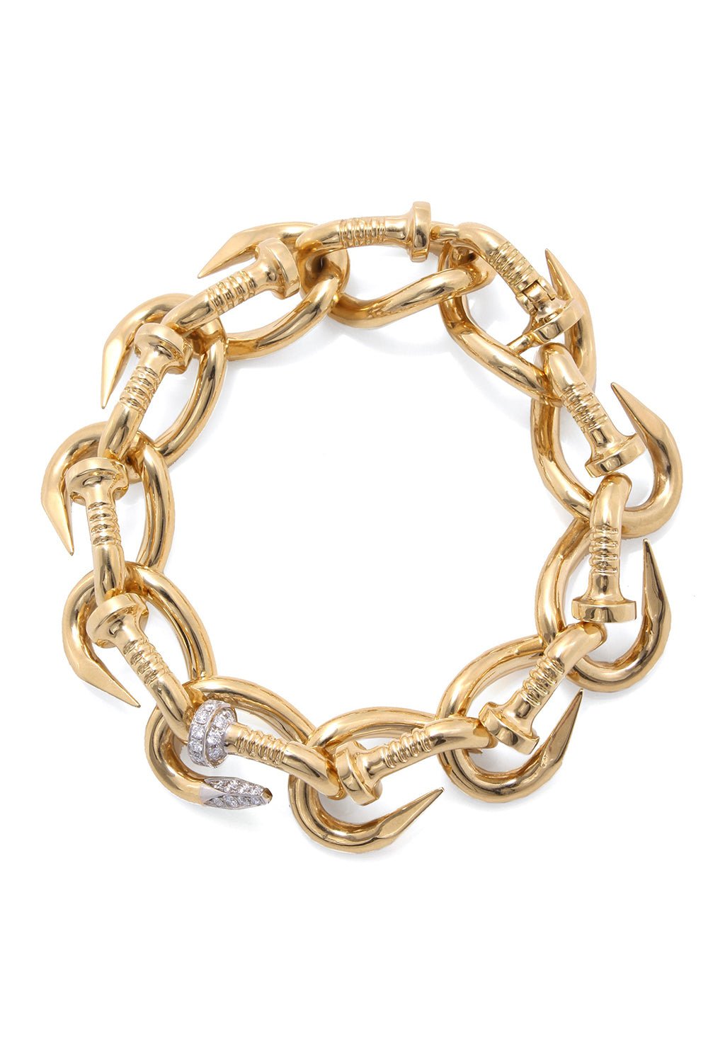 Polished Diamond Nail Link Bracelet-YELLOW GOLD-JEWELRYFINE JEWELBRACELET O-DAVID WEBB
