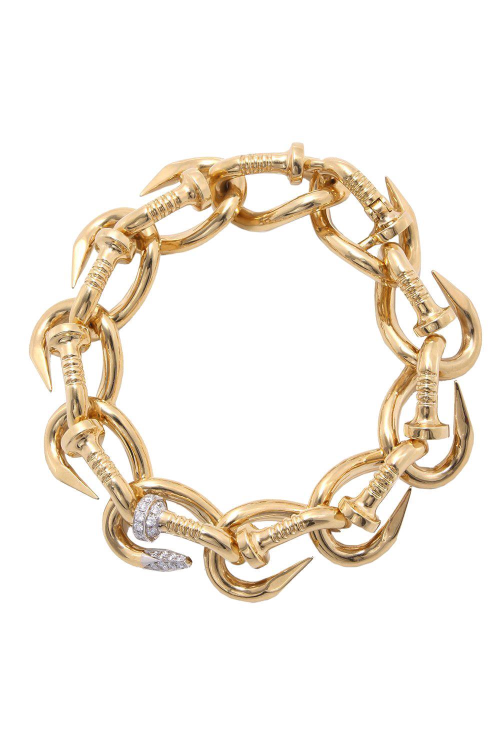 Polished Diamond Nail Link Bracelet-YELLOW GOLD-JEWELRYFINE JEWELBRACELET O-DAVID WEBB
