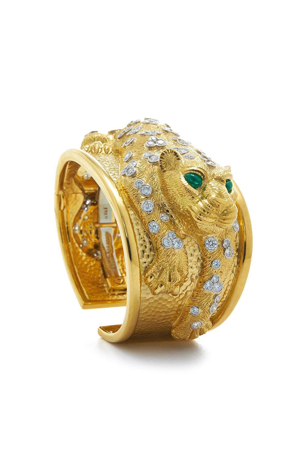 Repousse Leopard Cuff Bracelet-YELLOW GOLD-JEWELRYFINE JEWELBRACELET O-DAVID WEBB