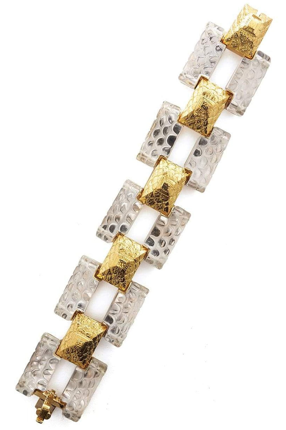DAVID WEBB-Rock Crystal Tank Bracelet-YELLOW GOLD